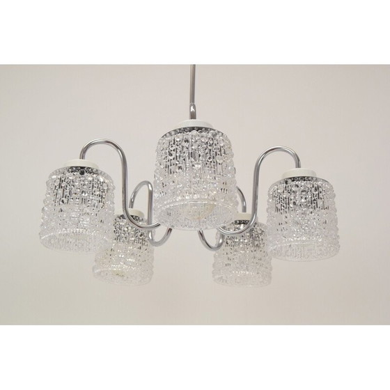 Image 1 of Lampadario vintage in vetro e metallo di Lidokov, Cecoslovacchia, 1960