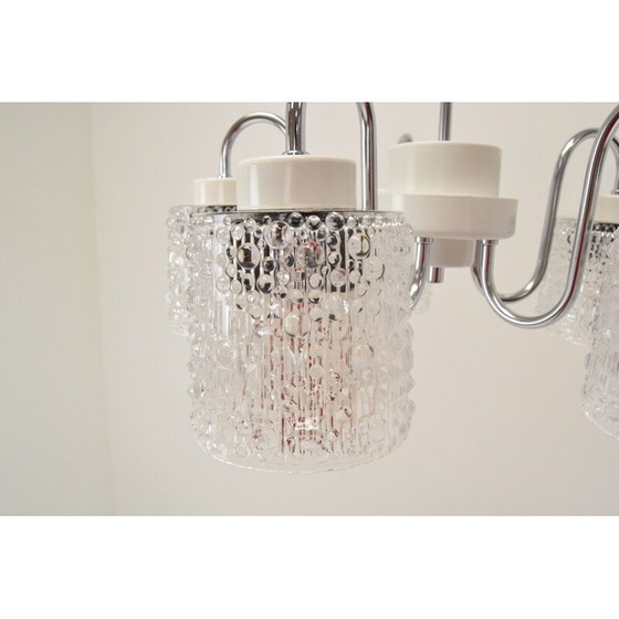 Image 1 of Lampadario vintage in vetro e metallo di Lidokov, Cecoslovacchia, 1960