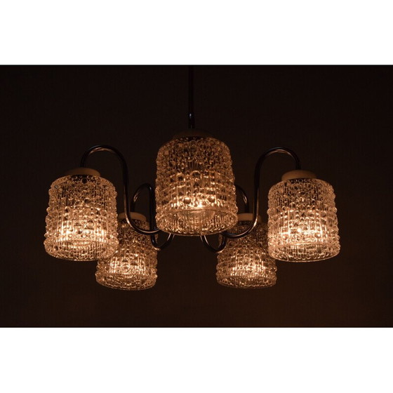 Image 1 of Lampadario vintage in vetro e metallo di Lidokov, Cecoslovacchia, 1960