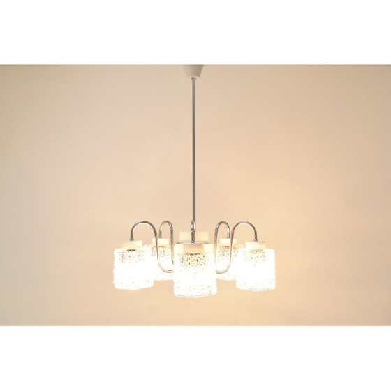 Image 1 of Lampadario vintage in vetro e metallo di Lidokov, Cecoslovacchia, 1960