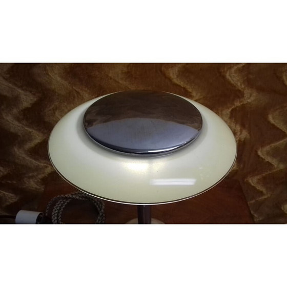 Image 1 of Lampada da tavolo vintage in cromo e vetro di Jindřich Halabala, Cecoslovacchia 1935