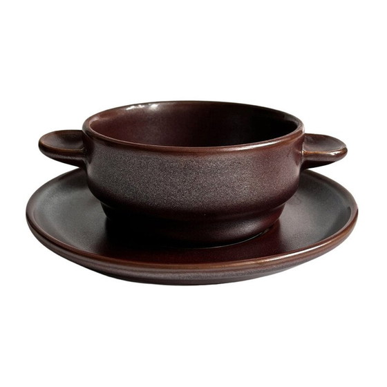 Image 1 of Vintage stoneware broths with saucer for Rosenthal Grup, Germany 1980
