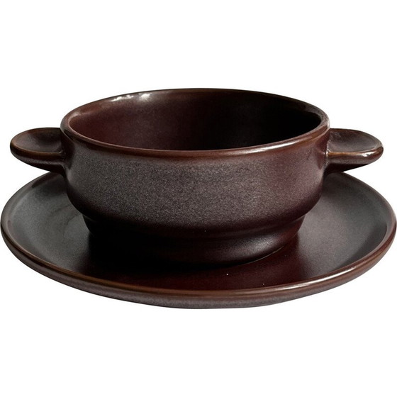 Image 1 of Vintage stoneware broths with saucer for Rosenthal Grup, Germany 1980