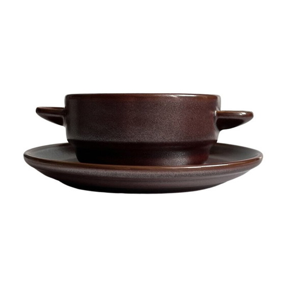 Image 1 of Vintage stoneware broths with saucer for Rosenthal Grup, Germany 1980
