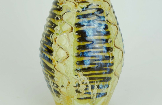 Image 1 of vase en céramique jasba modèle n° 247/18 drip glaze zigzag decor