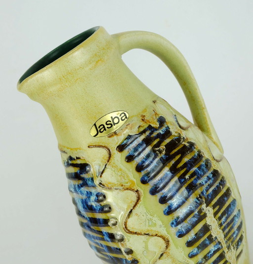 vase en céramique jasba modèle n° 247/18 drip glaze zigzag decor