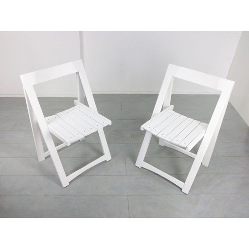 Pair of vintage white Trieste folding chairs by Aldo Jacober for Bazzani