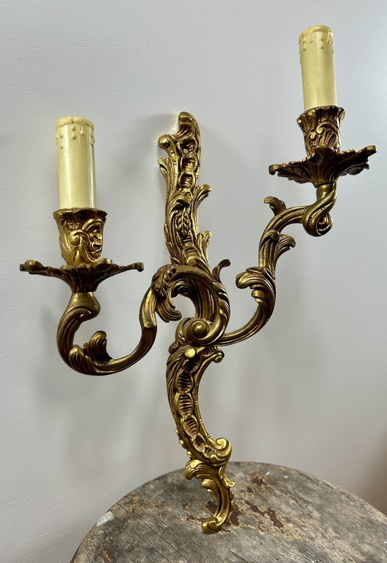 Image 1 of Louis Xv Rococo Style Gold French Wall Lights