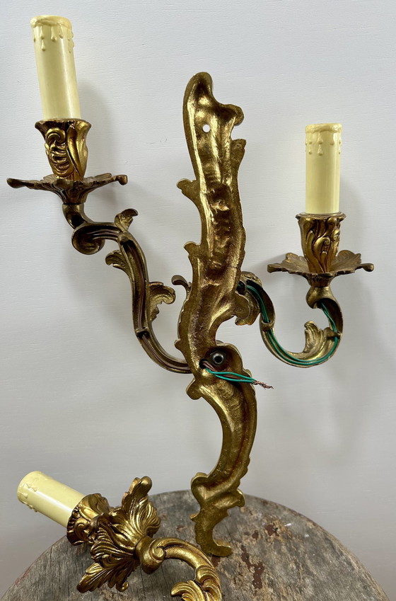 Image 1 of Louis Xv Rococo Style Gold French Wall Lights