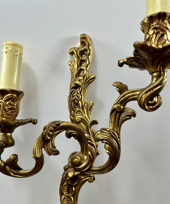 Image 1 of Louis Xv Rococo Style Gold French Wall Lights