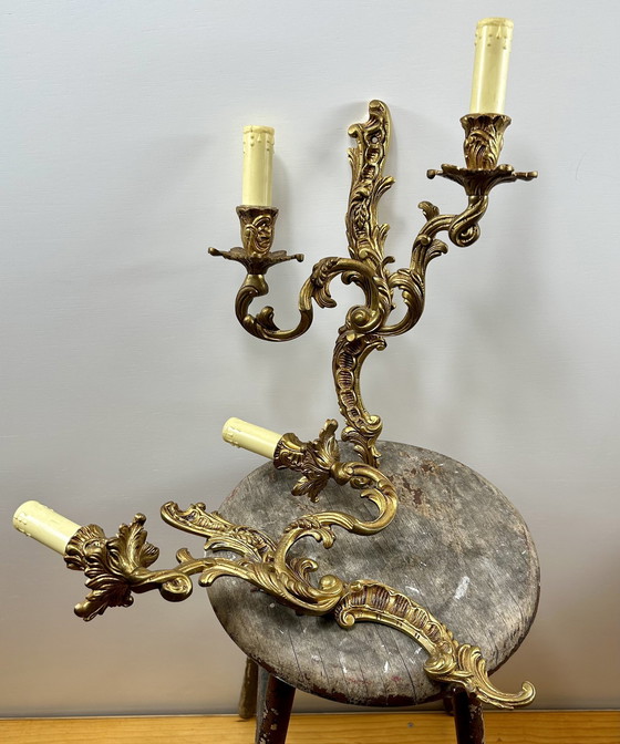 Image 1 of Louis Xv Rococo Style Gold French Wall Lights