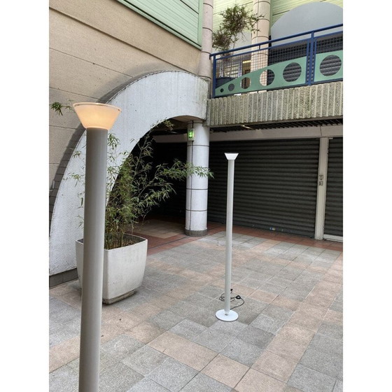 Image 1 of Coppia di lampade da terra vintage in metallo laccato e vetro di Murano di Roberto Pamio, 1980