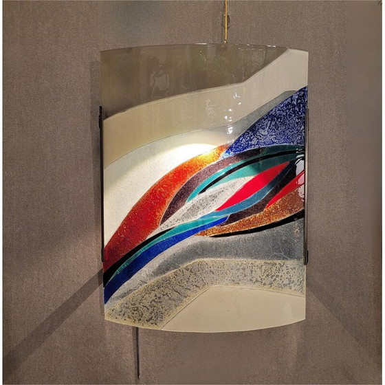 Image 1 of Lampada da parete vintage in vetro doppio e multicolore, Francia