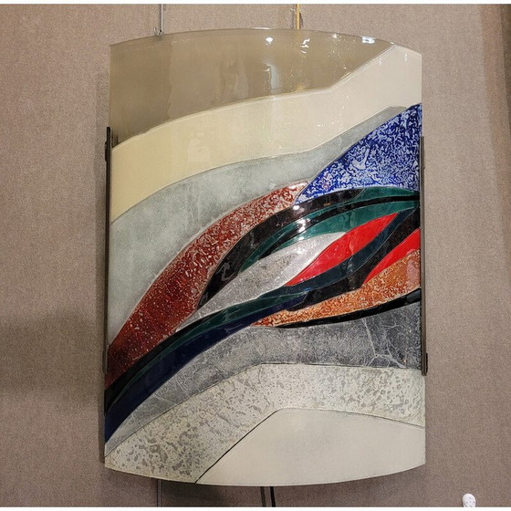 Image 1 of Lampada da parete vintage in vetro doppio e multicolore, Francia