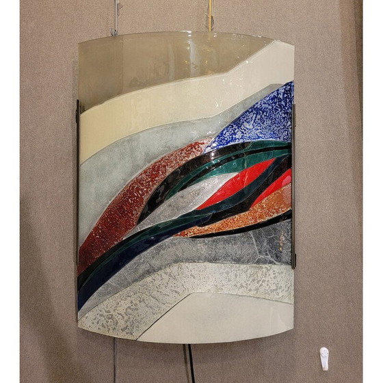 Image 1 of Lampada da parete vintage in vetro doppio e multicolore, Francia