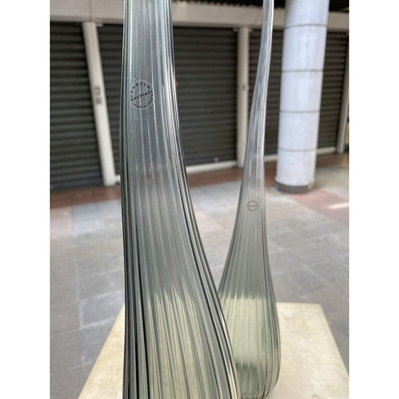 Image 1 of Pair of vintage Aria vases in smoke grey by Renzo Stellon of Salvatia, 2009
