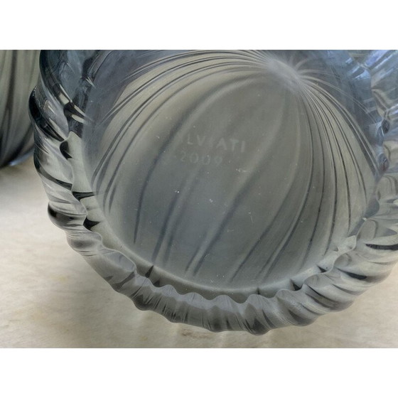 Image 1 of Pair of vintage Aria vases in smoke grey by Renzo Stellon of Salvatia, 2009