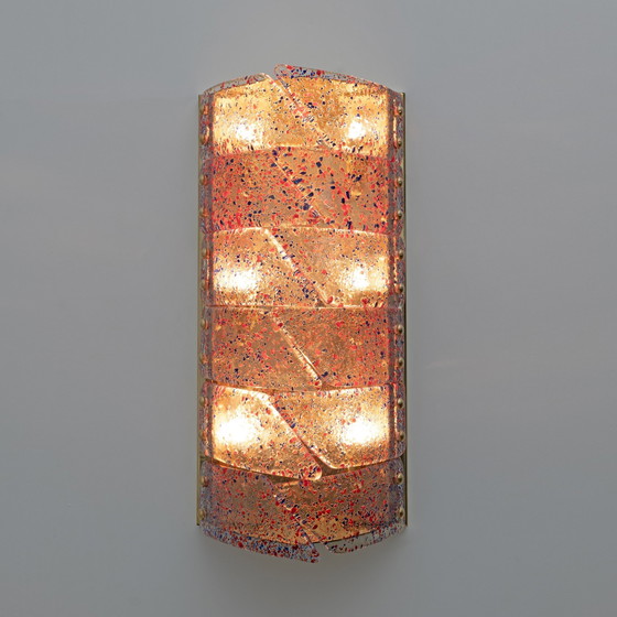 Image 1 of Pair Of Mid-Century Modern Style Italian Glass And Brass Sconces