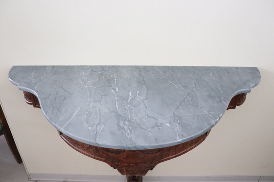Image 1 of Antiqueconsole Table In Wood With Marble Top, 19Th Century