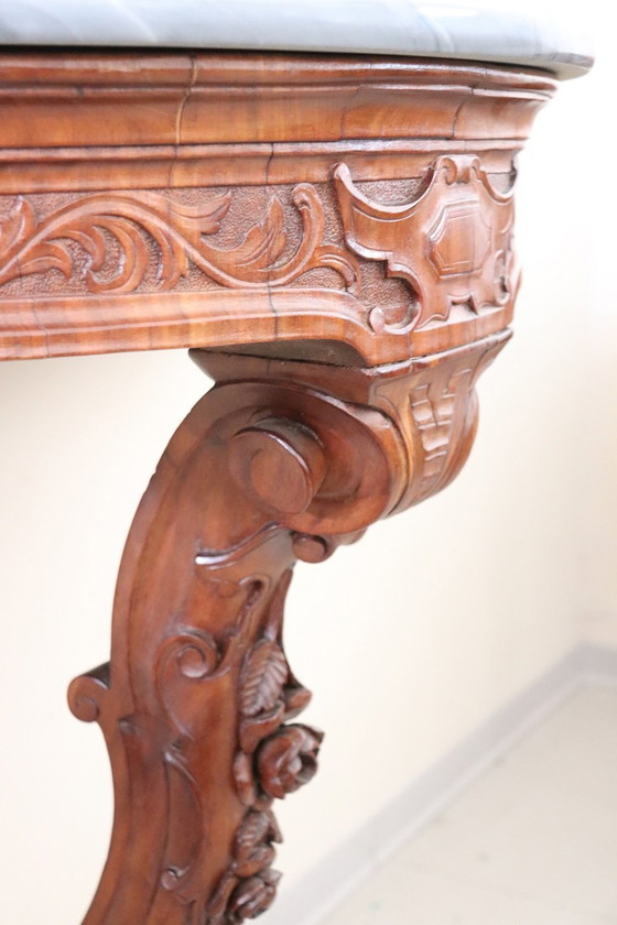 Image 1 of Antiqueconsole Table In Wood With Marble Top, 19Th Century