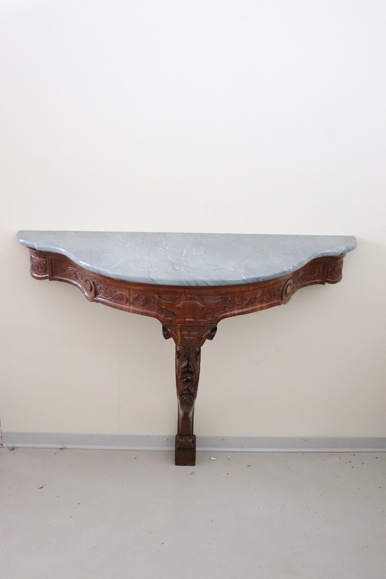 Image 1 of Antiqueconsole Table In Wood With Marble Top, 19Th Century