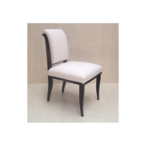 Image 1 of Set of 10 vintage black lacquered beechwood chairs, 1930
