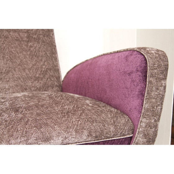 Image 1 of Pair of vintage purple velvet armchairs, Italy 1960