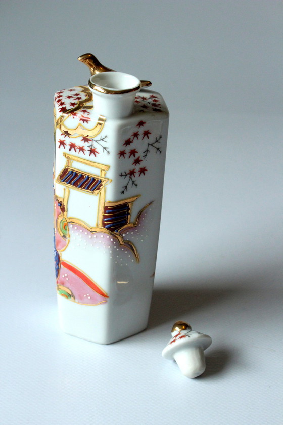 Image 1 of Asian sake set - sake bottle with 6 sake cups