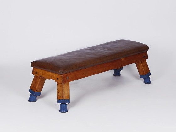 Image 1 of Classic leather gym bench, 1930s