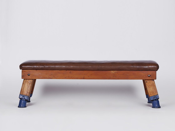 Image 1 of Classic leather gym bench, 1930s