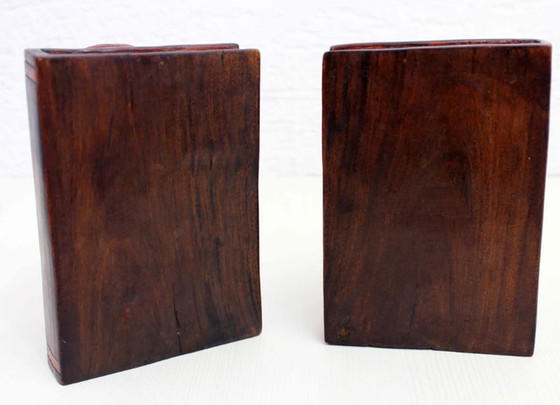 Image 1 of African bookends in carved solid wood