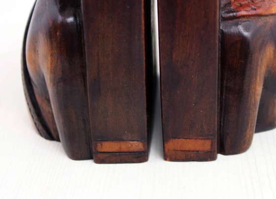 Image 1 of African bookends in carved solid wood