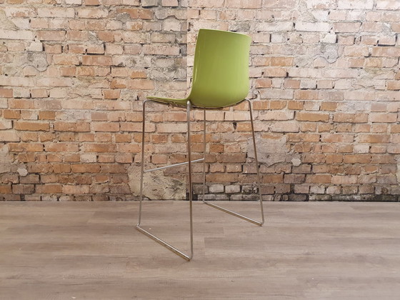 Image 1 of 2X Arper Catifa 46 Bar Stool Sled Green/White