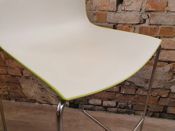 Image 1 of 2X Arper Catifa 46 Bar Stool Sled Green/White