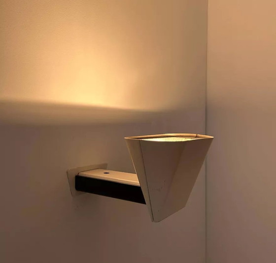 Image 1 of Lampada da parete modernista in metallo laccato crema e nero, Italia 1970
