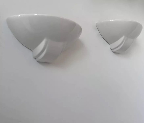Image 1 of 2X White Porcelain Wall Lights, France 1970