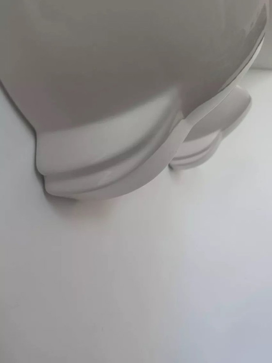 Image 1 of 2X White Porcelain Wall Lights, France 1970