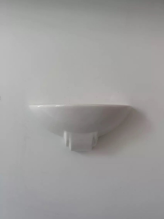Image 1 of 2X White Porcelain Wall Lights, France 1970
