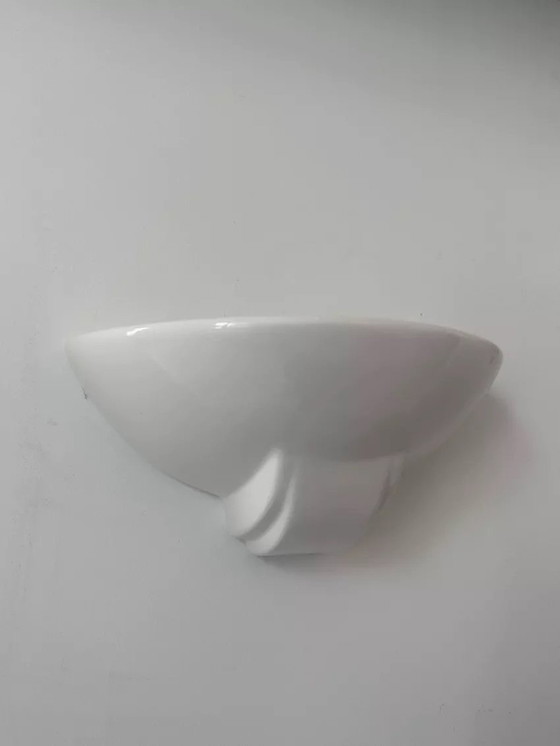 Image 1 of 2X White Porcelain Wall Lights, France 1970