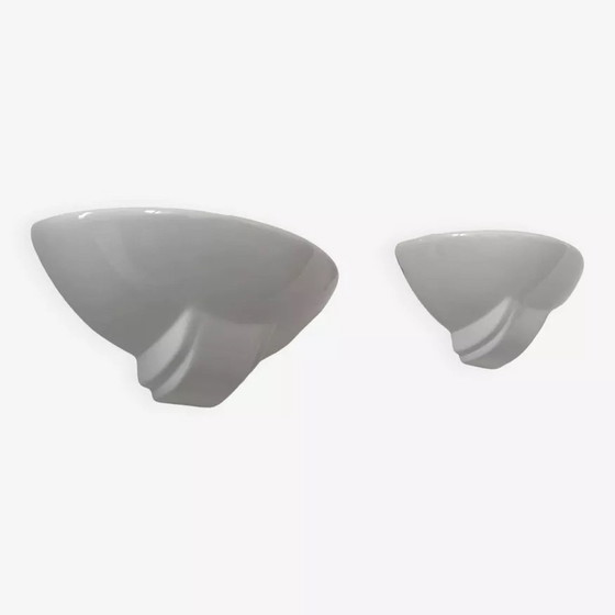 Image 1 of 2X White Porcelain Wall Lights, France 1970