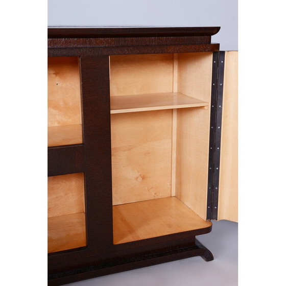 Image 1 of Vintage oakwood, glass and ashwood desk with drawers and shelves, Czechia 1930