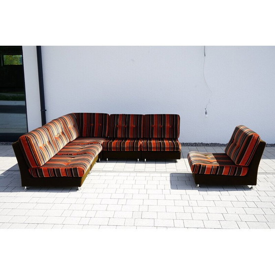 Image 1 of Vintage Flower Power velvet living room set, 1970