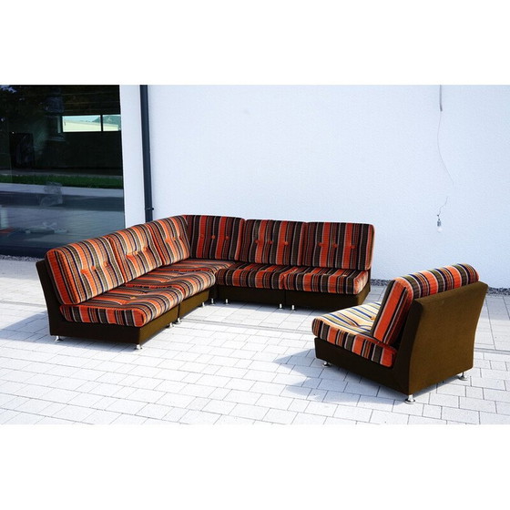 Image 1 of Vintage Flower Power velvet living room set, 1970