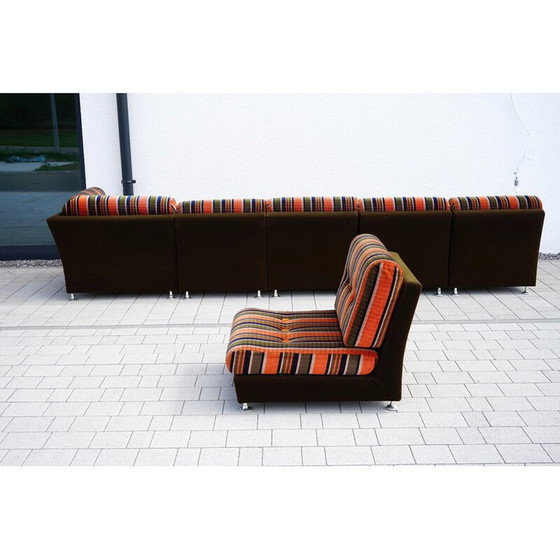 Image 1 of Vintage Flower Power velvet living room set, 1970