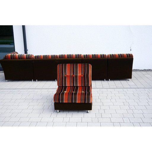 Set da soggiorno vintage in velluto Flower Power, 1970