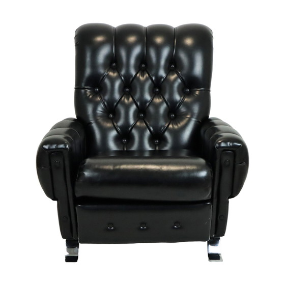 Image 1 of Fauteuil Chesterfield noir en skaï