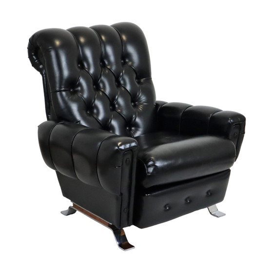 Image 1 of Fauteuil Chesterfield noir en skaï