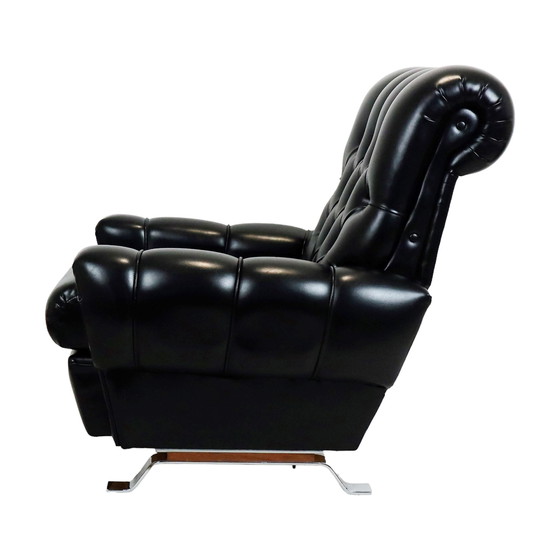 Image 1 of Fauteuil Chesterfield noir en skaï