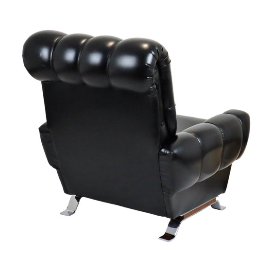 Image 1 of Fauteuil Chesterfield noir en skaï