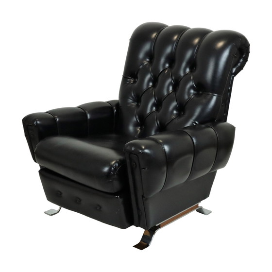 Image 1 of Fauteuil Chesterfield noir en skaï